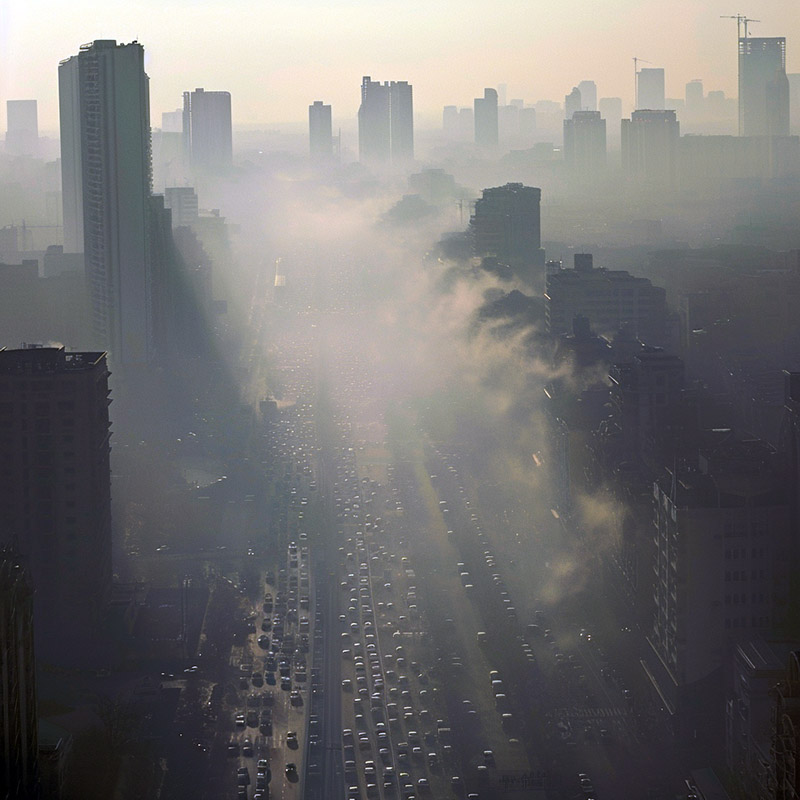 Smog Over a City Skyline