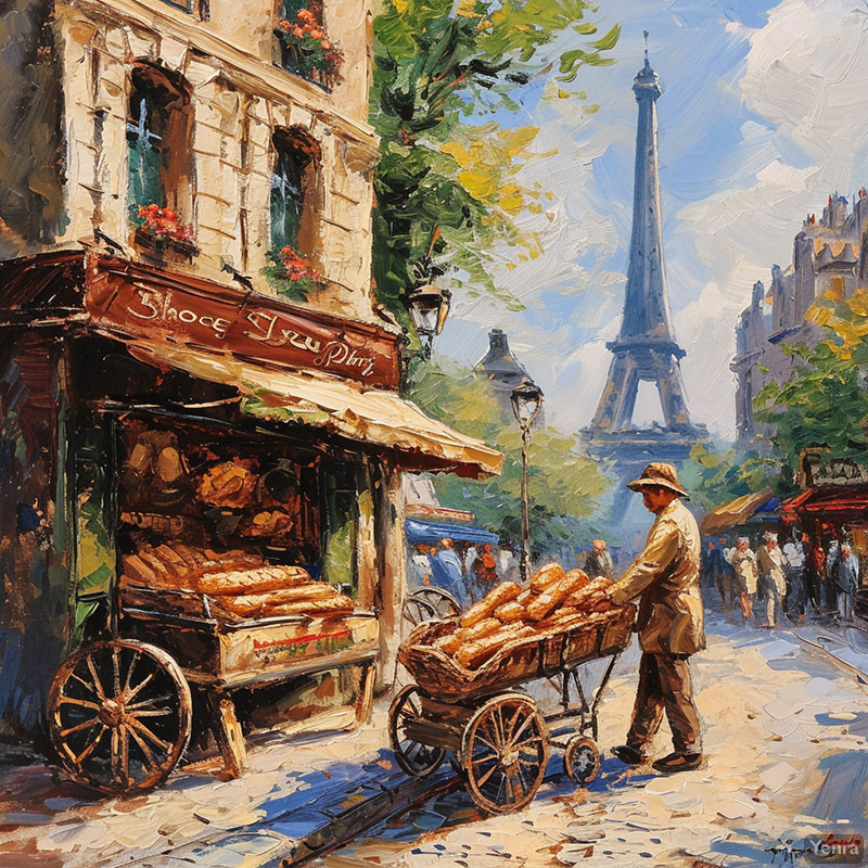 Street Vendor Selling Baguettes