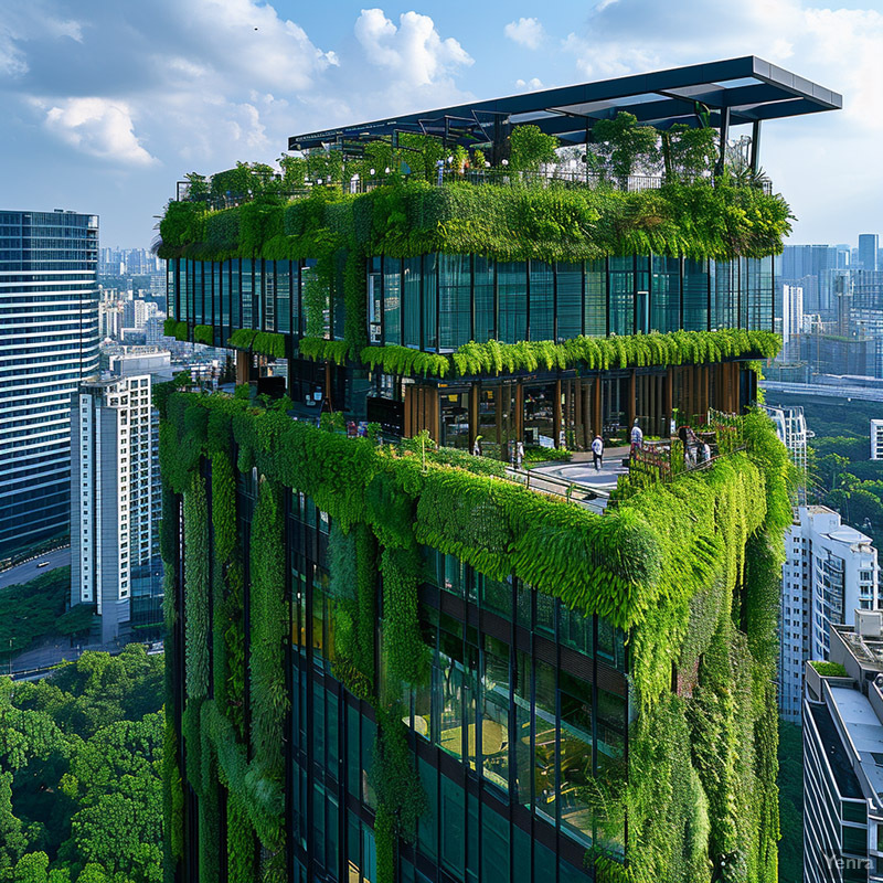 Urban Building with a Lush Green Roof