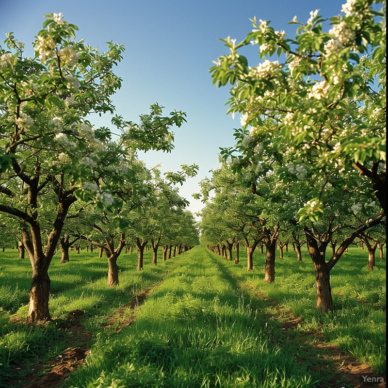 Walnut Orchard in Full Bloom