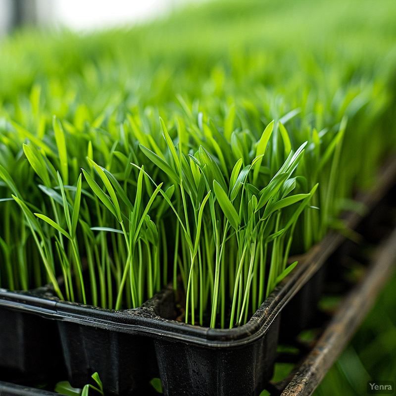 Fresh Wheatgrass Growing in a Tray