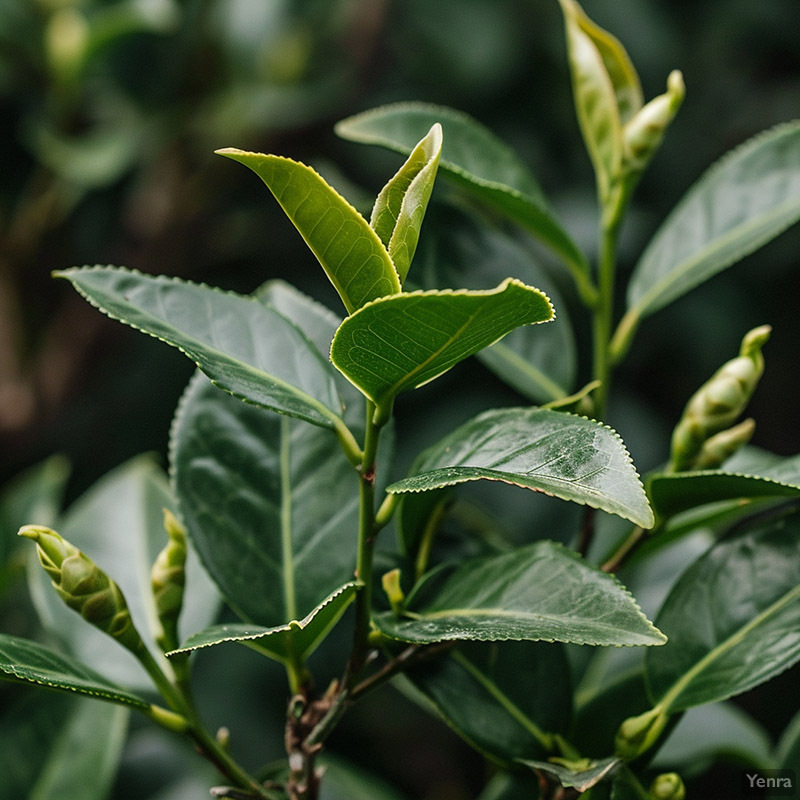 Close-Up of White Tea Leaves and Buds