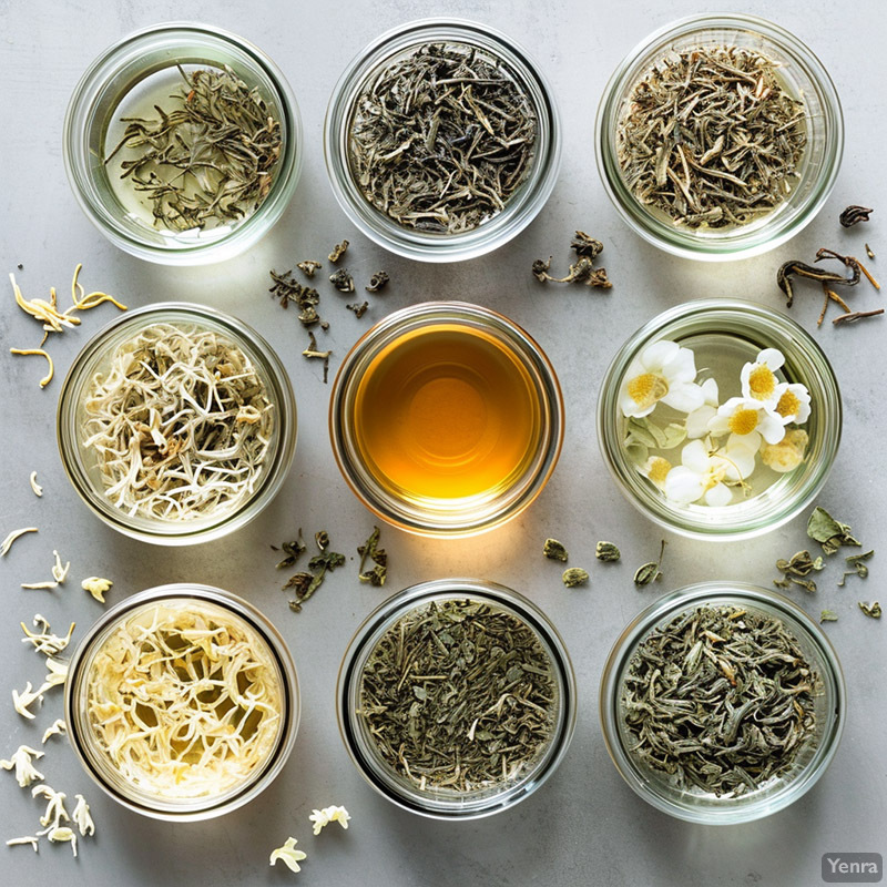 Aesthetic Display of Different White Tea Varieties